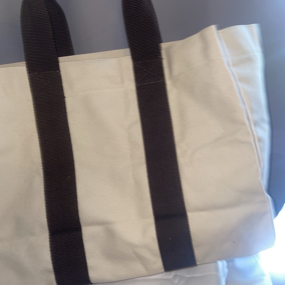Le Bar Marche NWOT La Plage Double Handle Beach Pool Travel Packable Tote White - Picture 3 of 12
